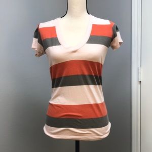 Stripped Fossil V-Neck T-Shirt XS